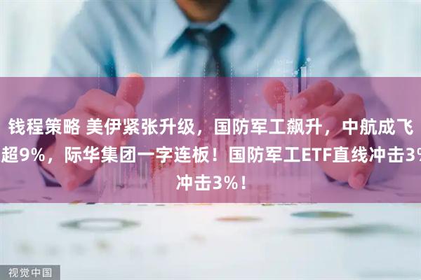 钱程策略 美伊紧张升级，国防军工飙升，中航成飞涨超9%，际华集团一字连板！国防军工ETF直线冲击3%！