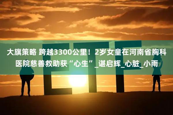 大旗策略 跨越3300公里！2岁女童在河南省胸科医院慈善救助获“心生”_谌启辉_心脏_小雨